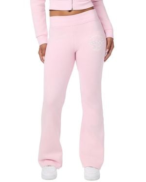 TRUE RELIGION Raw Edge Big T Pull-on Cotton-blend Bootcut Pants - Pink