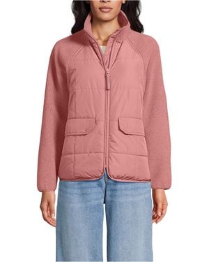 Lands' End Mixed Media High Pile Fleece Jacket - Red