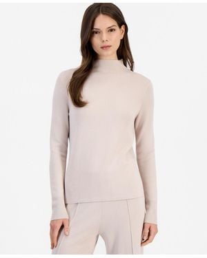 Tahari Mock Neck Long-sleeve Sweater - Natural