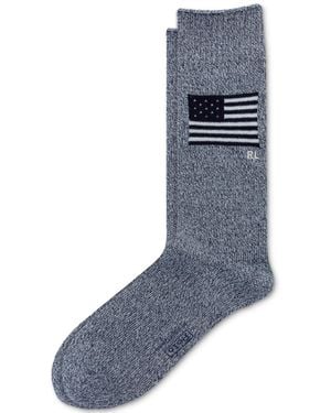 Polo Ralph Lauren Indigo Yarn Dye Flag Boot Socks - Gray