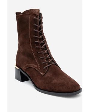 Forever & Always Shoes Avia Leather Block Heel Boot () - Brown