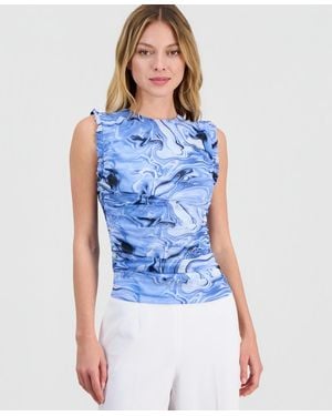 BarIII Marble Mesh Sleeveless Tank - Blue
