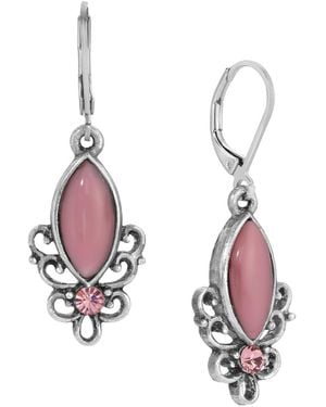 2028 Glass Crystal Accent Filigree Earrings - Pink