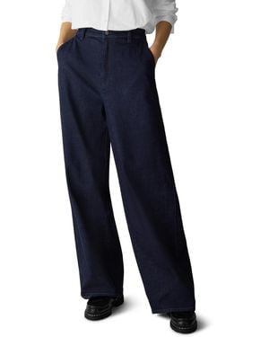 Eileen Fisher High-waisted Wide-leg Cotton-blend Denim Pants - Blue