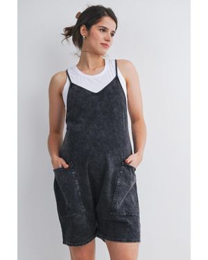 Hello Miss Maternity Washed Relaxed Fit Romper - Blue