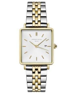 ROSEFIELD Boxy Two Tone Stainless Steel Bracelet Watch 28mm - Metallic