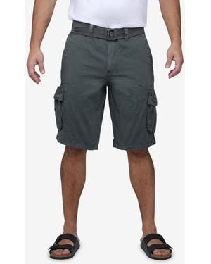Raw X Belted Double Pocket Cargo Shorts - Gray