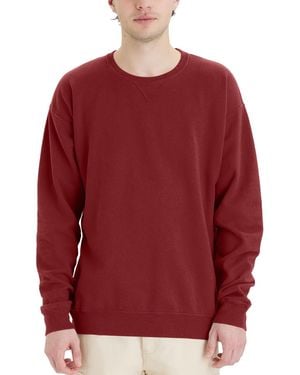 Hanes Garment Dyed Fleece Sweatshirt - Red