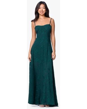 Betsy & Adam Sweetheart Neck Long Chiffon Dress - Blue