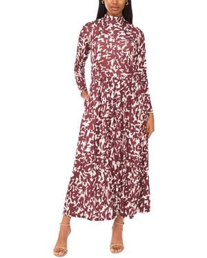 Parker Printed Mock Neck Maxi Dress - Red