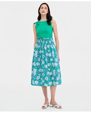 Tommy Hilfiger Smocked Pull-on Midi Skirt - Blue