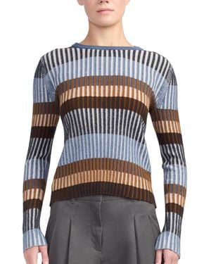 10 Crosby Derek Lam Maylee Cotton-cashmere Blend Striped Long-sleeve Crewneck Sweater - Blue