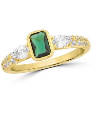 Simona Radiant Bezel-set Rectangle Pearshaped Cz Ring - Metallic