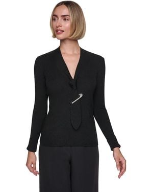 Sonia Rykiel Tie-front Long-sleeve Sweater - Black