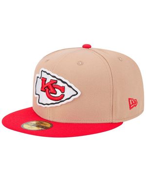 KTZ Tan Kansas City Chiefs Logo Main 59fifty Fitted Hat - Pink