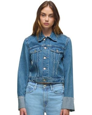 Hudson Jeans Oversized Collared Neck Denim Jacket - Blue