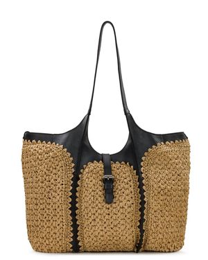 Patricia Nash Santorini Medium Woven Straw Satchel - Brown