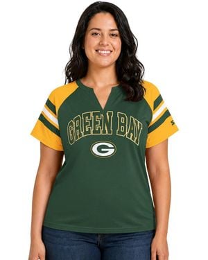 Starter Bay Packers Plus Size Game On Notch Neck Raglan T-shirt - Green