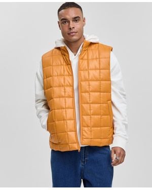 Mode Of One Relaxed-fit Square-quilted Vest - Orange