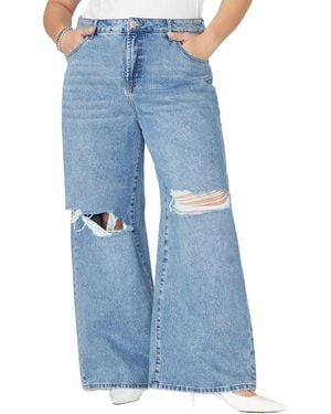 Eloquii The Yvette Rigid Wide Leg Jean - Blue