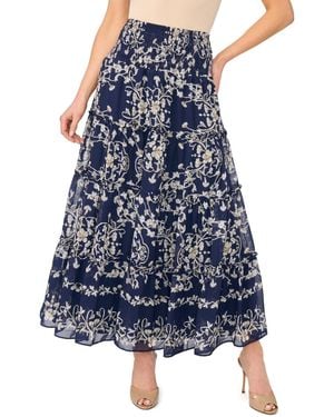 Cece Tiered Smock Waist Maxi Skirt - Blue