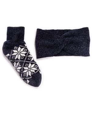 Muk Luks Chenille Sock And Headband Set - Black