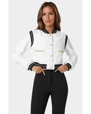 Bebe Textured Bomber Jacket - White