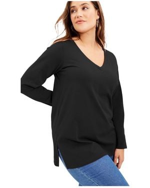 June + Vie June + Vie June + Vie Long-sleeve V-neck One + Only Tunic - Black