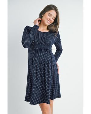 white christmas dresses Light Blue Swiss Dot Maternity Gown – Liylah main image 1