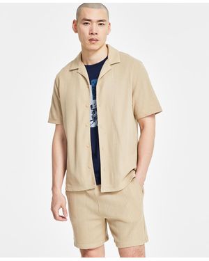 Sun & Stone Sun + Stone Waffle-knit Button-down Shirt - Natural