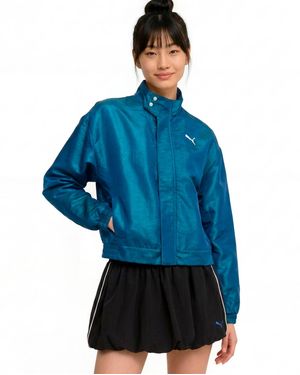 PUMA Pearlized Water-resistant Woven Long-sleeve Jacket - Blue