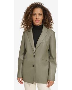 Levi's Levis Single Breasted Faux Leather Blazer - Green