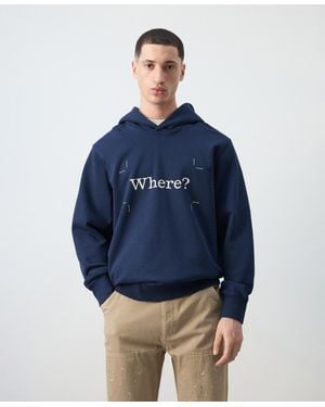 Mango Cotton Printed Hooded Sweatshirt - Blue