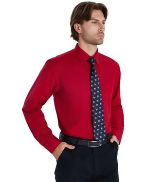 Club Room Regular Fit Solid Dress Shirt - Red