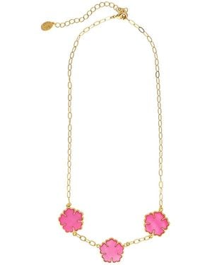 Rivka Friedman 18k Gold Plated Flower Station Necklace - White