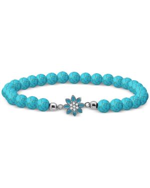 Giani Bernini & Enamel Flower Bead Stretch Bracelet - Blue