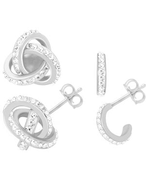 Essentials Clear Crystal Loveknot And C-hoop Duo Earring - White