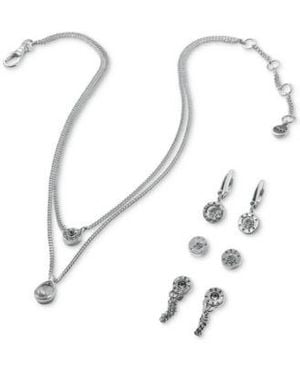 DKNY Silver Tone Or Tone Crystal Logo Jewelry Collection - White