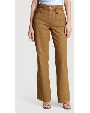 Avec Les Filles Flare Leg Patch Pocket Jeans - Natural