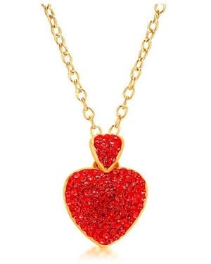 Chanteur Girls 18k Gold Plated Hypoallergenic Heart Pendant Necklace - Red