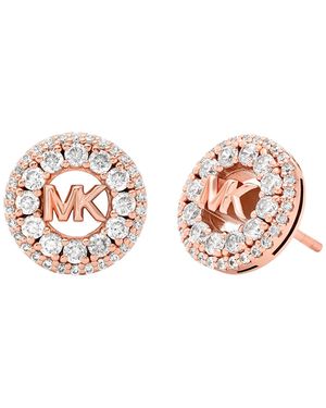 Michael Kors Cubic Zirconia Logo Stud Earrings - Pink