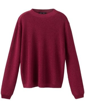 Mango Lurex Knitted Long-sleeve Crewneck Sweater - Red