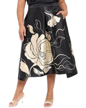 Muse Plus Size Pleated High-low Midi Skirt - Black