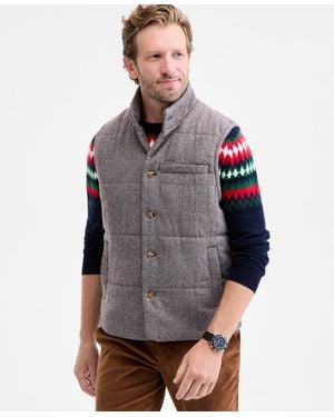 Club Room Tweed Herringbone Button-front Padded Vest - Gray