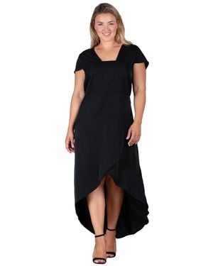 Standards & Practices Plus Size Cap Sleeve High-low Tulip Dress - Blue