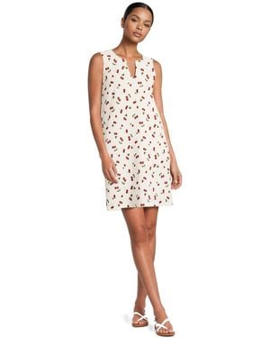 Lands' End Cotton Jersey Notch Neck Dress - White