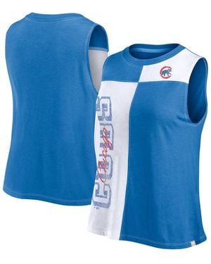 Fanatics Royal/white Chicago Cubs Color-block Tank Top - Blue