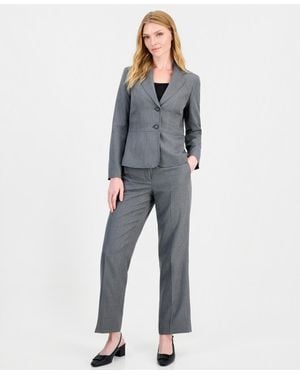 Le Suit Houndstooth Wide-leg Classic Fit Jacket And Pants - Gray