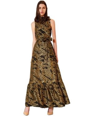 Julia Jordan Tie Neck Sash Dress - Metallic