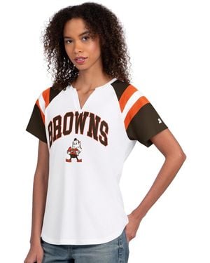 Starter Cleveland Browns Game On Notch Neck T-shirt - White